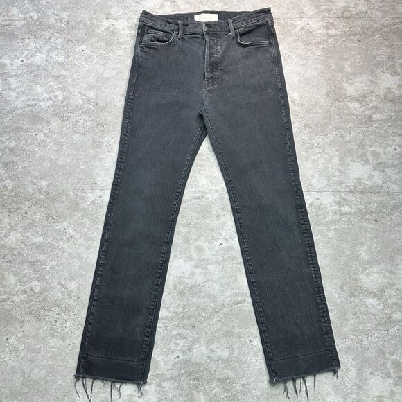 Mother Superior The Scrapper Cuff Ankle Jeans Size 27 Black Frayed Hem - Picture 1 of 10